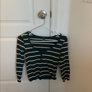 FOREVER 21 green white & gold striped tee!